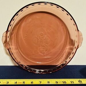 Vintage Pyrex Glass Cranberry Scalloped Pie Dish Plate #229 - 9 1/2" Diameter
